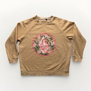 Volcom Stone Crop Sweatshirt Womens Small Pink Floral Graphic Skate Crewneck